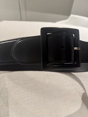 Ralph Lauren Collection black leather belt with square leather buckle